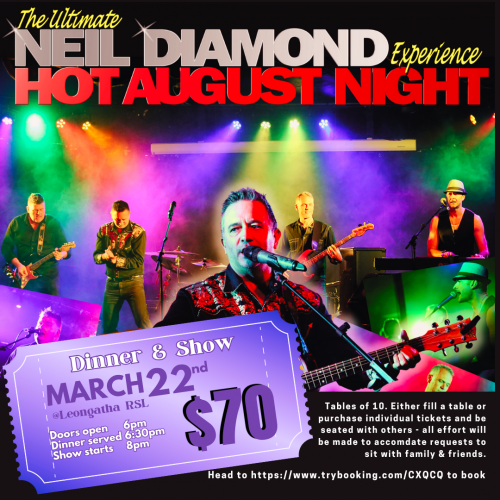 Neil Diamond Hot August Night March 22nd